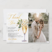 Champagne Bloemachtige Bruidsbruiloft Foto Bedankkaart (Voorkant)