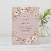 Champagne Bloemblad Roze Bloemblad Bruiloft Kaart (Staand voorkant)