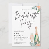 Champagne Bloemen Bachelorette Party Uitnodiging (Voorkant)