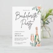 Champagne Bloemen Bachelorette Party Uitnodiging (Staand voorkant)