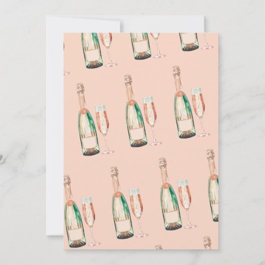 Champagne Bloemen Bachelorette Party Uitnodiging (Achterkant)