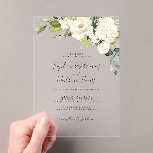 Champagne Bloemen Bruiloft Acryl Uitnodigingen (Insitu (Draagbaar))