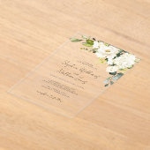 Champagne Bloemen Bruiloft Acryl Uitnodigingen (Laagn)