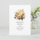 Champagne Bloemen Bruiloft Kaart (Staand voorkant)