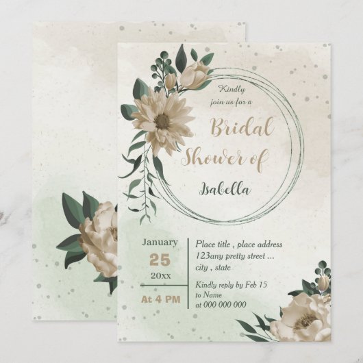 Champagne Bloemen Groen vrijgezellenfeest Kaart (Voorkant / Achterkant)