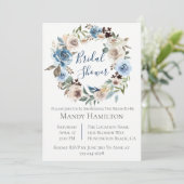 Champagne Bloemen Krans Bruids Douche Uitnodiging (Staand voorkant)