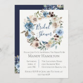 Champagne Bloemen Krans Bruids Douche Uitnodiging (Voorkant / Achterkant)