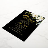 Champagne Bloemen Zwart Goud Mis Quince Quinceaner Folie Uitnodiging (Gedraaid)