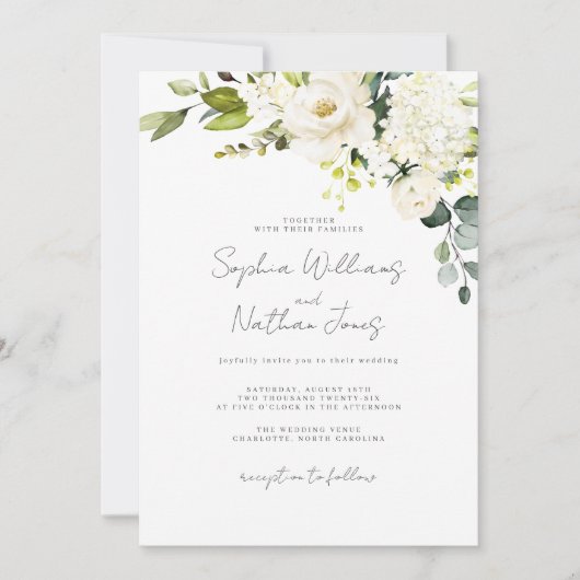 Champagne bloemenbruiloft kaart (Voorkant)