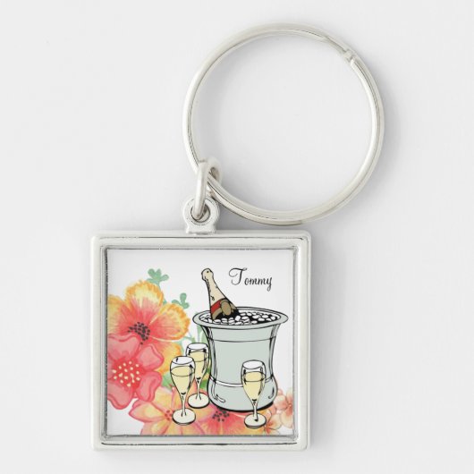 Champagne Bloemensleutelhanger! Sleutelhanger (Voorkant)