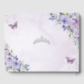 Champagne Bloemenvlinders Quinceañera Foto Gastenboek (Achterkant)