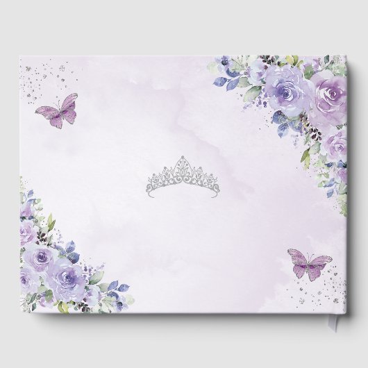 Champagne Bloemenvlinders Quinceañera Foto Gastenboek (Achterkant)