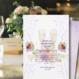 Champagne Bloemige Trouwkaarten met Felicitaties Feestdagenkaart
