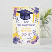🎓Champagne Blooms Graduation  Kaart (Staand voorkant)