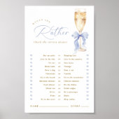  Champagne Blue Bow Would She Rather Game Digital Poster (Voorkant)