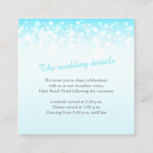 Champagne blue gray bruiloft informatiekaartje (Achterkant)