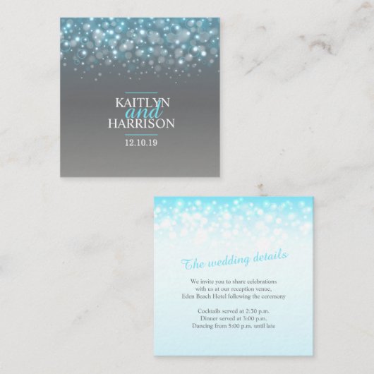 Champagne blue gray bruiloft informatiekaartje (Voorkant / Achterkant)