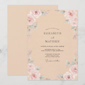 Champagne Blush Bloemblad Bruiloft Kaart (Voorkant / Achterkant)
