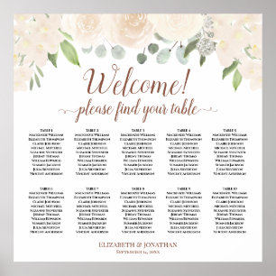 Champagne Blush Boho Rozen 10 Table Seating Chart Poster