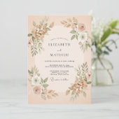 Champagne Blush Botanische Bruiloft Kaart (Staand voorkant)