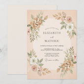 Champagne Blush Botanische Bruiloft Kaart (Voorkant / Achterkant)