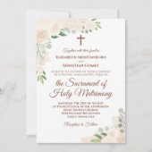 Champagne Blush Floral Modern katholieke bruiloft Kaart (Voorkant)