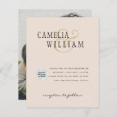Champagne Blush FOTO Huwelijksuitnodiging QR Code (Voorkant / Achterkant)