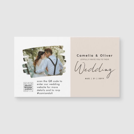 Champagne Blush FOTO Huwelijksuitnodiging QR Code (Voorkant)