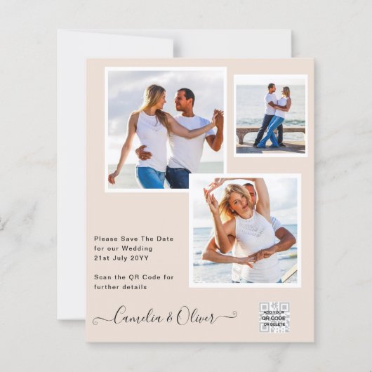 Champagne Blush FOTO Huwelijksuitnodiging QR Code (Voorkant)
