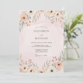 Champagne Blush Geschilderde Trouw Kaart (Staand voorkant)