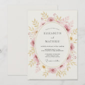 Champagne Blush Krans Bruiloft Kaart (Voorkant / Achterkant)