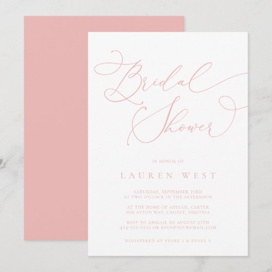Champagne Blush Modern Bridal Shower Kaart (Voorkant / Achterkant)