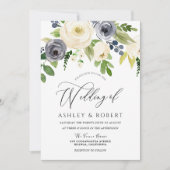 Champagne Blush Navy Blossom Flowers Weddenschap Kaart (Voorkant)