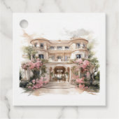 Champagne & Blush Oud Geld Europese Villa Huwelijk Bedankjes Labels (Voorkant)