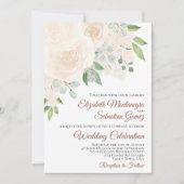 Champagne Blush Peach Floral Elegant Boho Wedding Kaart (Voorkant)