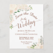 Champagne Blush Peach Floral Wedding Save the Date Aankondigingskaart (Voorkant)