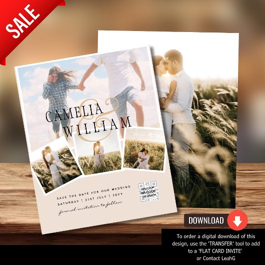 Champagne Blush PHOTO Save the Date QRcode Website