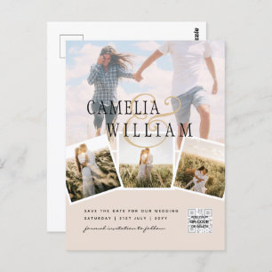 Champagne Blush PHOTO Save the Date QRcode Website Briefkaart