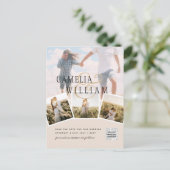 Champagne Blush PHOTO Save the Date QRcode Website Briefkaart (Staand voorkant)