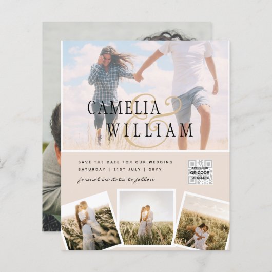 Champagne Blush PHOTO Weddenschap QR Code (Voorkant / Achterkant)