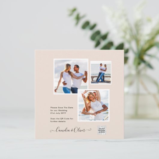 Champagne Blush PHOTO Weddenschap QR Code (Staand voorkant)
