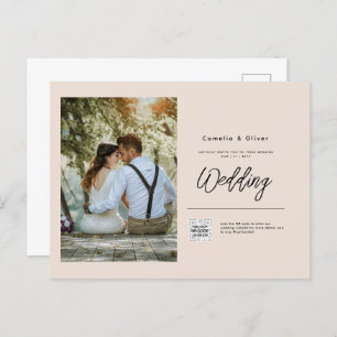 Champagne Blush PHOTO Weddenschap QR Code Briefkaart