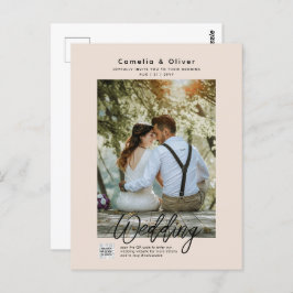 Champagne Blush PHOTO Weddenschap QR Code Briefkaart