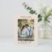 Champagne Blush PHOTO Weddenschap QR Code Briefkaart (Staand voorkant)