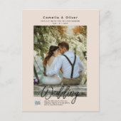 Champagne Blush PHOTO Weddenschap QR Code Briefkaart (Voorkant)