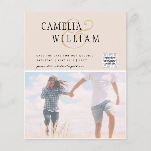 Champagne Blush PHOTO Weddenschap QR Code Flyer (Voorkant)