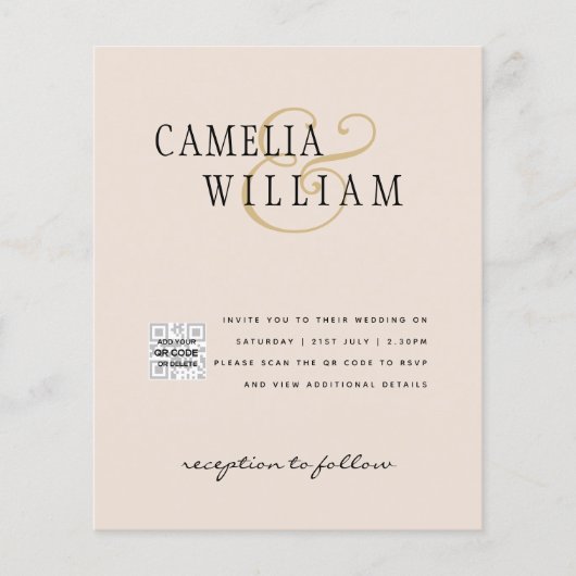 Champagne Blush PHOTO Weddenschap QR Code Flyer (Voorkant)