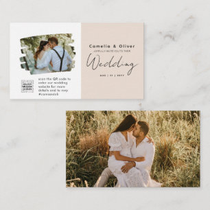 Champagne Blush PHOTO Weddenschap QR Code Informatiekaartje