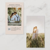 Champagne Blush PHOTO Weddenschap QR Code Informatiekaartje (Voorkant / Achterkant)