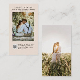 Champagne Blush PHOTO Weddenschap QR Code Informatiekaartje